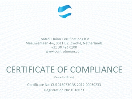 祝賀青島新維紡織開(kāi)發(fā)有限公司通過(guò)全球回收標(biāo)準(zhǔn)（GRS）資質(zhì)認(rèn)證